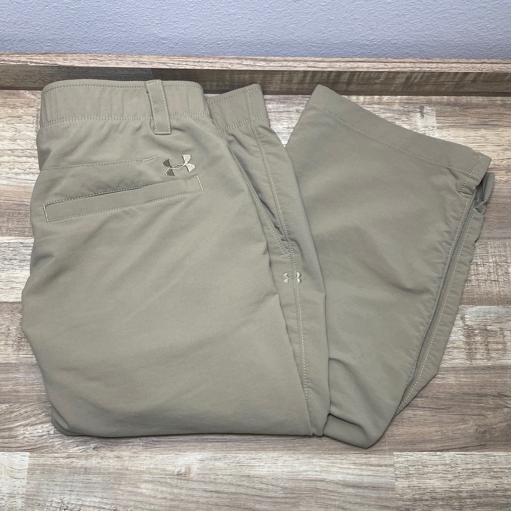 Under Armour UA Match Play Loose Fit Performance Golf Pants Mens 36x30 Khaki 29"